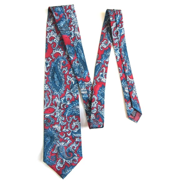 Christian Dior Other - Christian Dior Monsieur Tie Burgundy & Teal Paisley and Vine Pattern USA